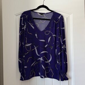 Ann Taylor Factory Purple and White Patterned Top